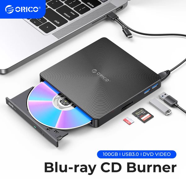 Случаи Orico USB3.0 Слим внешний оптический привод портативный писатель рекордер DVD -плеер для ноутбука Windows PC DVD RW ROM горелка