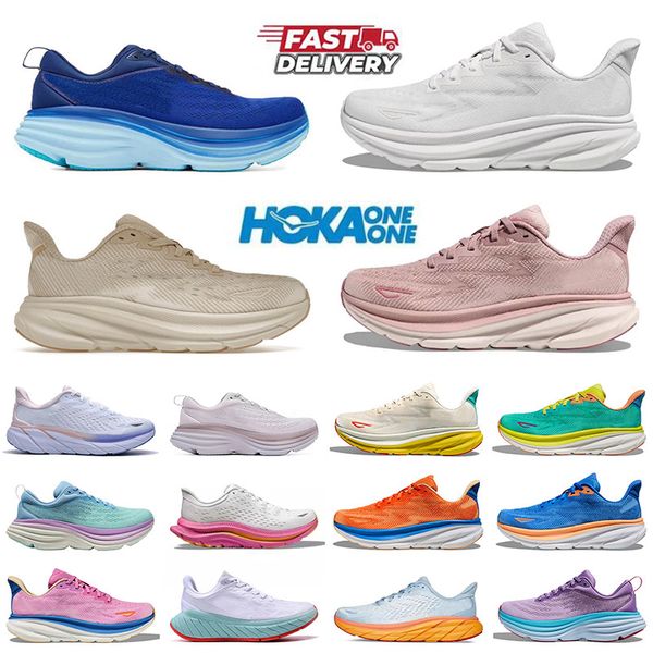 Clifton 9 Lime Glow Running Scarpe Hokah Men Women Ice Water Bondi 8 Hokka Triplo Black Bianco Bianco Bianco Antracite Shark Grey Hok Bellwether Blue Mens Trainer