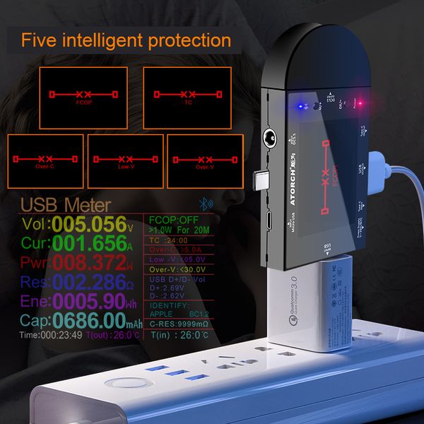 UD24 DC Tester USB Type-C Voltmetro Digital Amperometro Distanza di tensione di tensione di potenza Volt Meter per Huawei Xiaomi PD Carica rapida