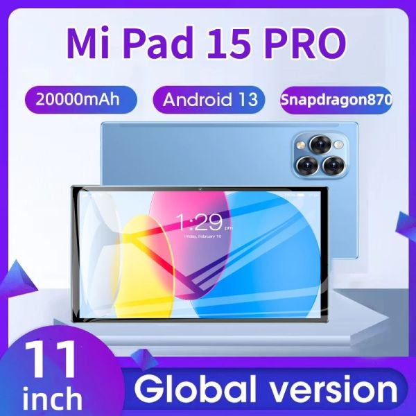 Панели 2024 Последний 11 -дюймовый планшет Android 12 Pad 6 Pro Snapdragon 888 Octa Core Dual Sim Card 5G Wi -Fi 16GB+1TB Tablette HD 4K Mi Tab
