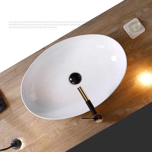 Lavandino da bagno ceramico in ceramica bianca lavabo ovale lava lavelli da controproteggio per lavani nordici di shampoo artistico