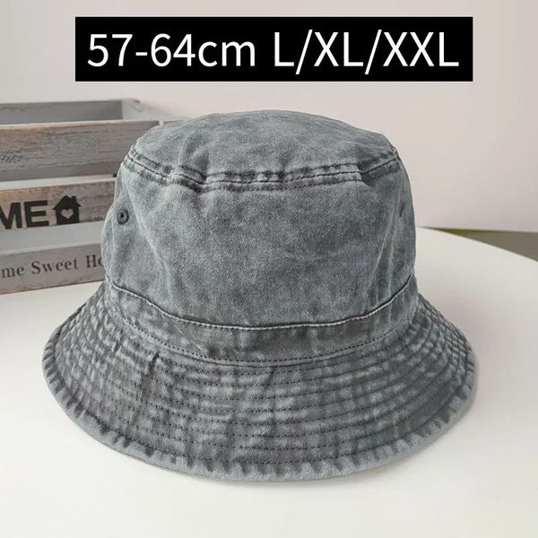 Big Head Plus Size Bucket Hat for Men Pure Cotton Bob Bob Panamá Mulheres coreanas 59cm 60cm 62cm 63cm Sun Hat240410