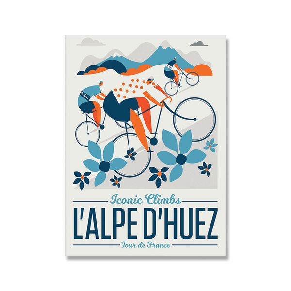 Alpe d'Huez Radfahren Souvenir Passo Dello Stelvio Vintage Poster Wandkunst Bilder Fahrradabdrücke und Poster Geschenke Zimmer Home Decor Dekoration