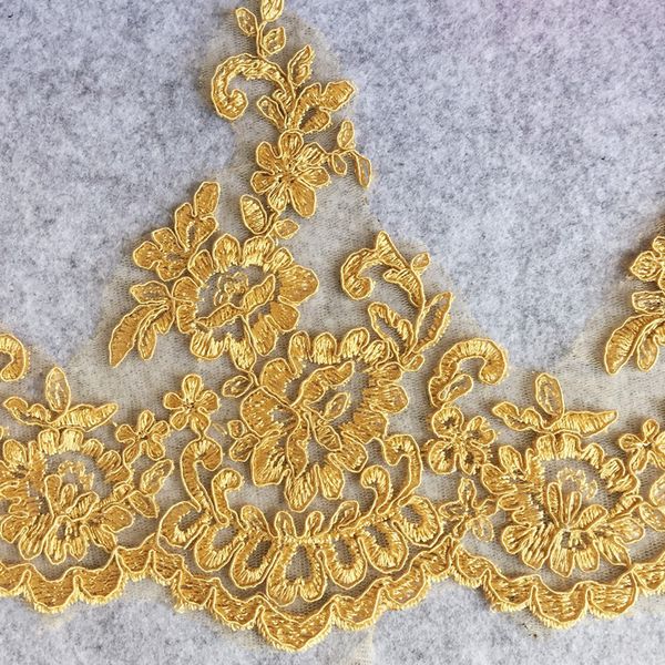 2-3yards/lot gül altın dantel trime kumaş çiçek venise venedik dantel trim aplike dikiş zanaat düğün için Aralık
