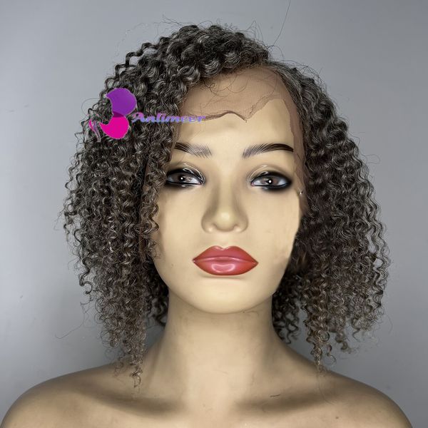 Parrucche grigio per capelli umani brasiliani per le donne nere parrucca grigia afro curvetta parrucche per capelli umani afro per donne nere