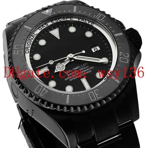 Orologio casual da 44 mm di alta qualità da 44 mm Sea-dweller 116660 Black Ceramic in DLC PVD Sapphire Movement MENS AUTOMATIC Watche3435