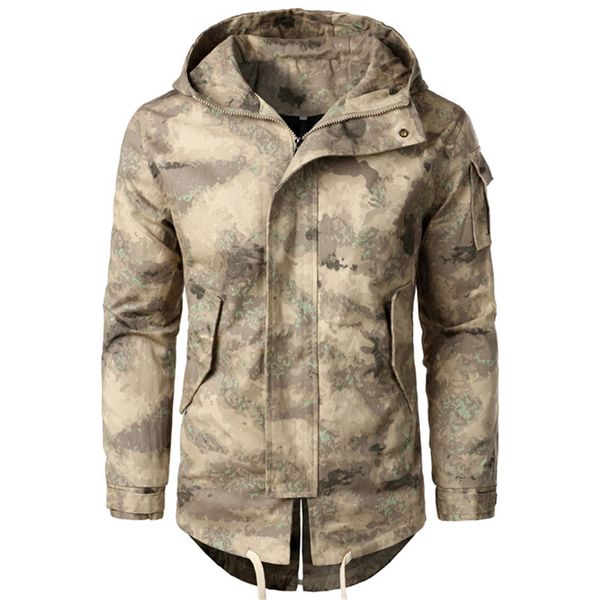 Taktische Jacke Männer Militär Ruinen Camo Windfeste Kapuze -Jacke Herbst Winter Schwarze mittelstil Windbrecher Mantel Frachtkleidung