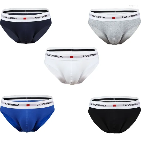 Underpants 5pcs Brieri bianche per bikini sexy Mens Briefs Gay Penis Penis a bassa vita Cotone Comfort Slip Men Small Small