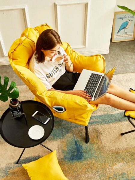 Móveis domésticos Sala de sala de estar relaxante da sala de estar da sala de estar macia na cobertura da poltrona, cadeira de computador, mesa de escritório e cadeiras