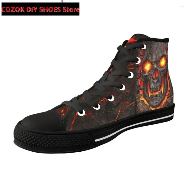 Lässige Schuhe Männer vulkanisierte Turnschuhe High Top Canvas Classic 3D Lava Skull Marke Design Herren Flats Schnürschuhe Schnürschuhe