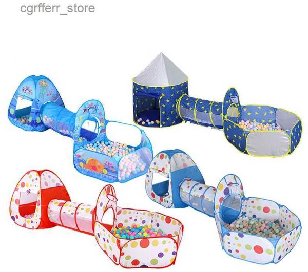 Tende giocattolo per bambini in tenda da gioco per interno e esterno giochi per bambini 3 in 1 Tunnel Ocean Ball Pool Fence Toy Grande Spazio Spazio Tre pezzi Set L410