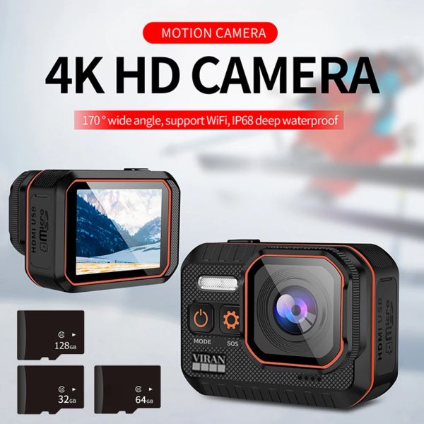 Камеры 1050MAH SC002 2.0INCH ANTISHAKE SPORTS ACTION CAMERA CAMERAR MOTORACLE CAR DECORD Водонепроницаемая 4K HD -запись.