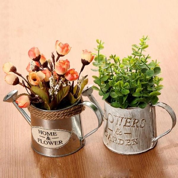 Letras vintage cartas gravadas Bonsai Bonsai Flor Ferro Lanking Can Pot Kettle Plant Tool Tool Pot Ward Garden Decor287Q