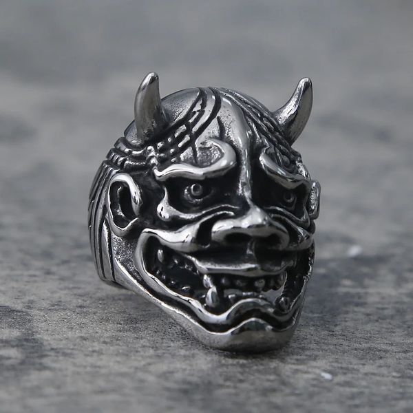 Crânio de touros góticos anel de masculino punk hip hop japonês demônio 14k anéis de caveira dourada para homens presentes de jóias de moda