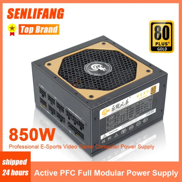 Malzemeler 20+4pin ATX 850W Tam Modüler Profesyonel Esports Video Oyunu Bilgisayar Güç Kaynağı 12 cm Fan Yeni PSU 80Plus Altın