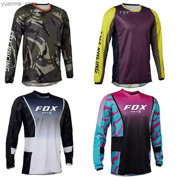 Bisiklet gömlekleri üstleri erkek uzun kollu yarasa yokuş aşağı jersey dağ bisiklet forması motokros off-road t-shirts enduro bisiklet jersey giyim y240410