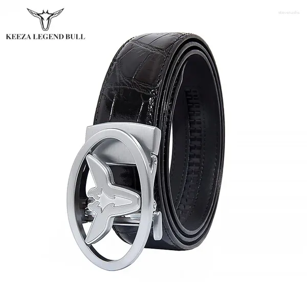 Cintos Keeza Legend Bull Belt Filt Automático Buckle Duas Camadas Business Casual Birthday Birthday Presente para o namorado pai