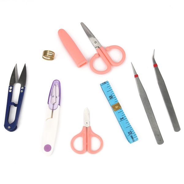Kits de ferramentas de fabricação de jóias alicates com alicates redondos de corta -lateral cortador de arame cortador de tesoura Elastic Thread Tweezers