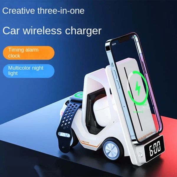 Accessoires Universal Wireless Ladestation Gabelstapler Design Wecker für iPhone / Smart Watch Car Design Night Last Ladestation