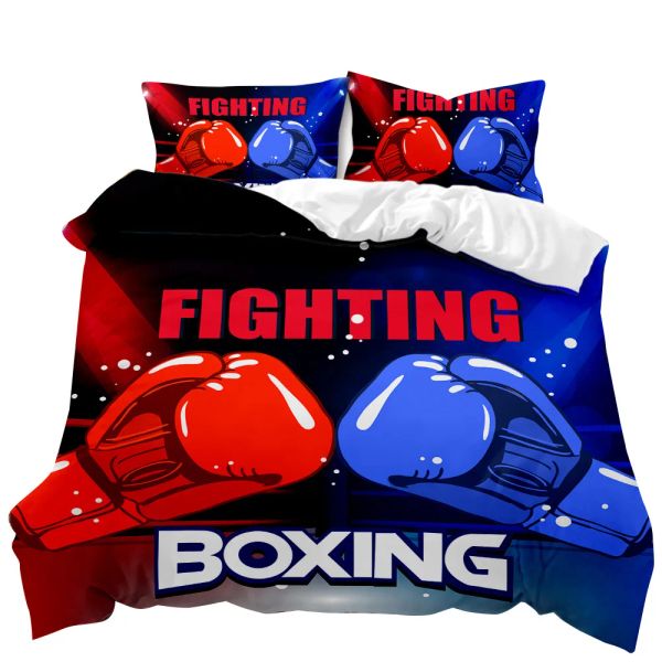 BOXING GAMES TAPE DUVET Conjunto de roupas de cama azul vermelho conjunto de roupas esportivas competitivas