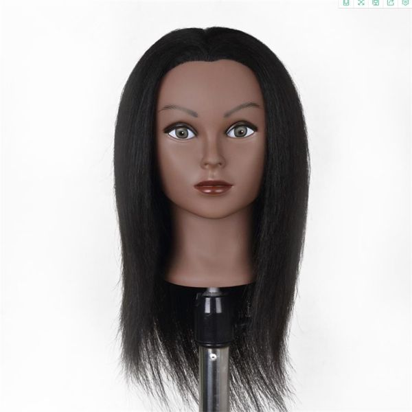 Weibliche Schaufensterpuppe Köpfe mit echtem 100% menschlichem Haar zum Flechten afrikanischer Mannequin Praxis Friseur Training Kopf Dummy Head