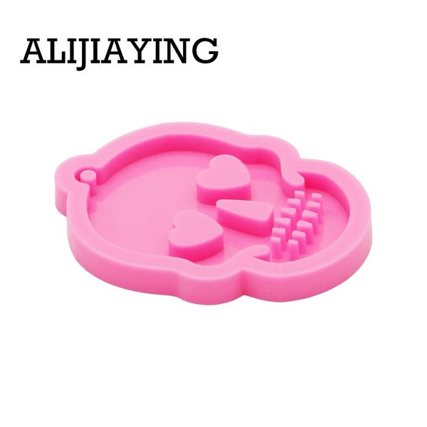 Dy0081 DIY Halloween Skull Keychain Silicone Mold Key Ring Mold Moldes de resina epóxi para jóias