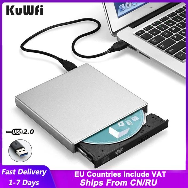 Unidades USB 2.0 Drive óptica CD RW CDRW Player Portable Externo DVD Drive Recorder para MacBook Laptop PC PC Windows 7/8
