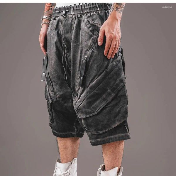 Shorts masculinos estilos de nicho de nicho de nicho de óleo sujo lavagem de verão quinto calça casual