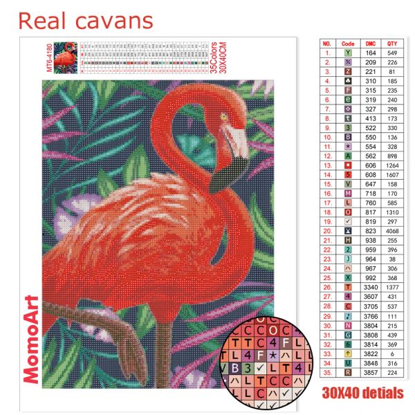 Momoart Diamond Painting 5D Animal Full Square Diamond Bordado Flamingo Picture Bird Mosaic Presente artesanal