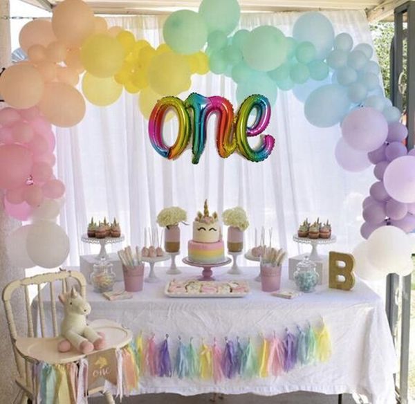 Big Rainbow Gold One Letter Balloons Decorazioni di compleanno di un anno Elio Ballons 1 ° Primo Birthday Party Supply