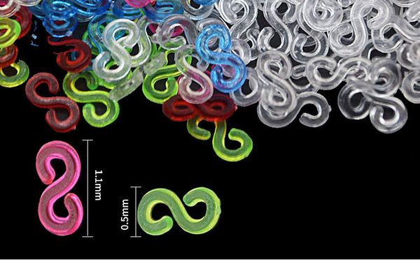 300pcs transparent farbenfrohe Webstuhlgummbänder Kits S Clips DIY -Webwerkzeug für Regenbogenwehbänder Armband Charms Accessoires