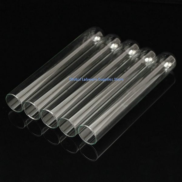 12pcs/Los transparente Glastestrohre mit rundem Boden für Schul-/Laborglaswarenlänge 180/200/300 mm