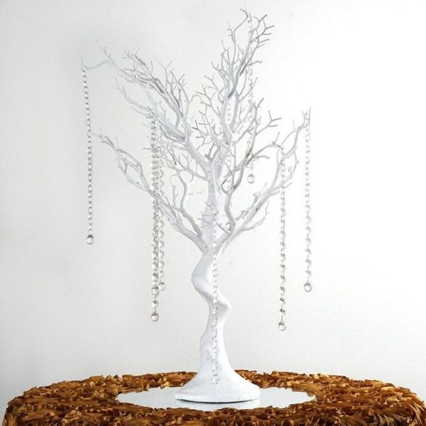 30 Manzanita Artificial Tree White Center Pedaço Party Road Lead Table Top Wedding Decoration 20 Cristal Chains342G