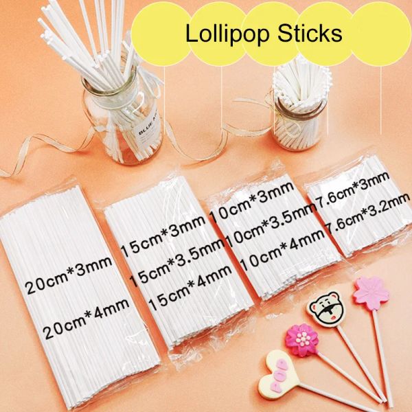 100pcs Lollipop Stick 8/10/15/20 cm Food Grade Plastikpapier Kuchen Pop -Sauger Sticks Stöcke mit Schokolade Stick DIY Backzubehör