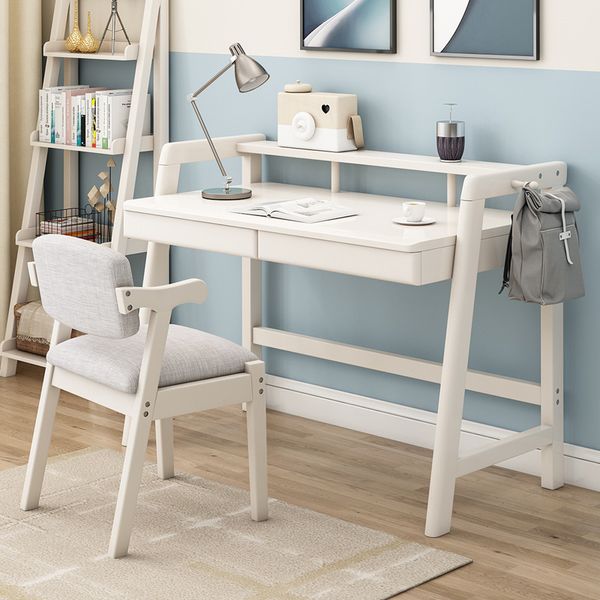 Mesa única de madeira sólida com gavetas, quarto de estudante para crianças escreva mesa de escritório de computadores de computadores de computadores