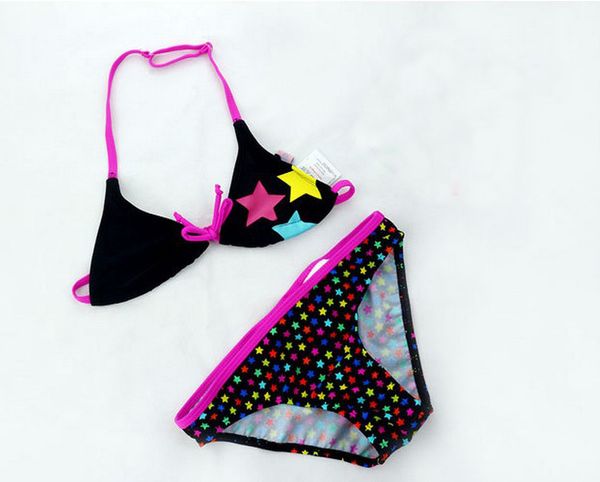 2023 New Summer Bathing Tise Girls Split Buas de banho de duas peças, crianças Filhos Filhos Padrão de Estrela Dividida Biquíni Girls Swimsuit atacado