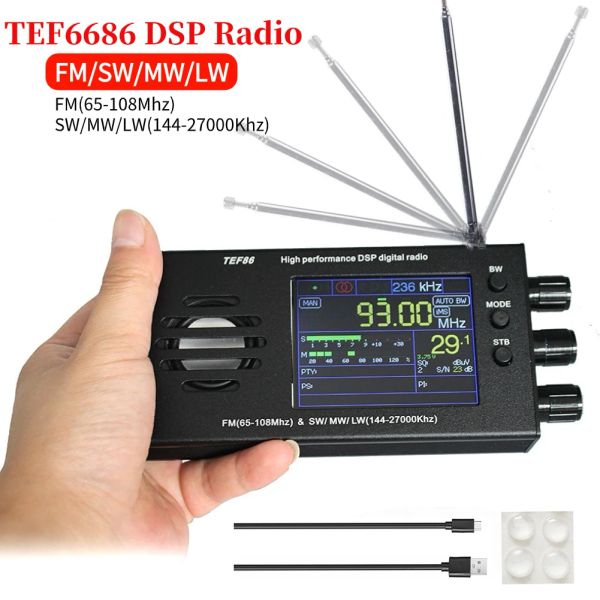 Rádio Tef6686 Receptor de Rádio DSP FM (65108MHz) SW/MW/LW (14427000KHz) Rádio de Rádio Digital de Rádio Digital Full portátil