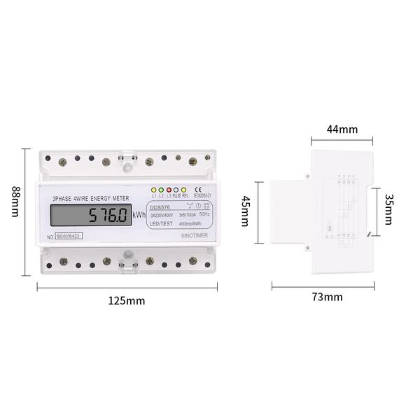 Exibição de LCD trifásica Tipo de trilho de 380V de 380V Watt-hora 7p Medidor de energia elétrica 5 (100) A