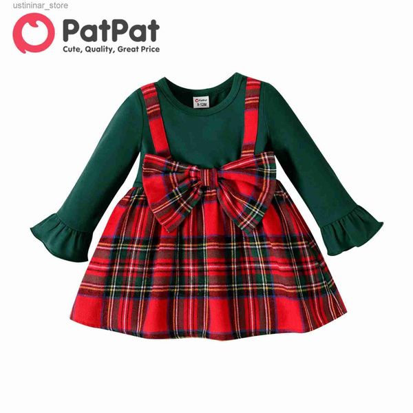 Mädchenkleider Weihnachtskleid für Mädchen Neugeborenen Jungen solide Langarmspeise rot