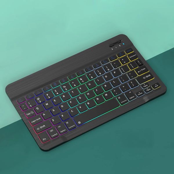 Teclados Bluetooth sem fio teclado iluminado Belém recarregável QWERTY Tabletas de comprimido iluminado para iPad Samsung Xiaomi 10 polegadas