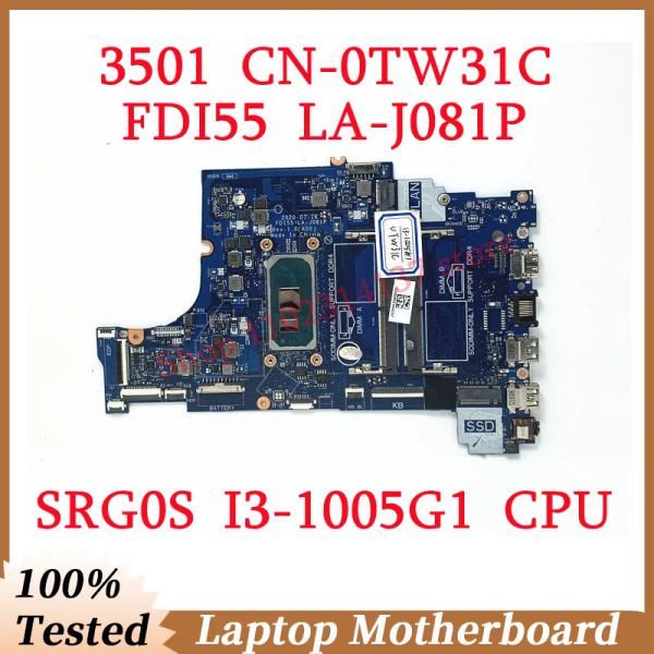 Motherboard For DELL 3501 CN0TW31C 0TW31C TW31C With SRG0S I31005G1 CPU Mainboard FDI55 LAJ081P Laptop Motherboard 100% Fully Tested Good