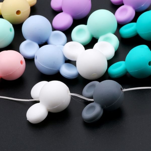 20x24 mm per perle di silicone di topo silicone di grado alimentare per gioielli fai -da -te che producono ginnastica a ciondolo a ciondolo giocattoli per bambini