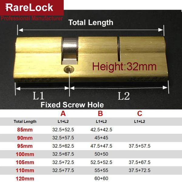 Messinggriff Türverriegelungszylinder 85 - 110 mm 7Keys für Schlafzimmer Badezimmer Innenverriegelung Tür Hardware Rarelock A.