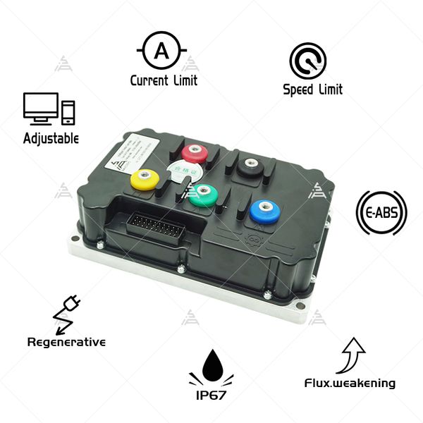 Siaecosys/Fardriver ND72850 72V Pico 88V BLDC 450A 6000-8000W Controlador de motocicleta elétrica com função de frenagem regenerativa