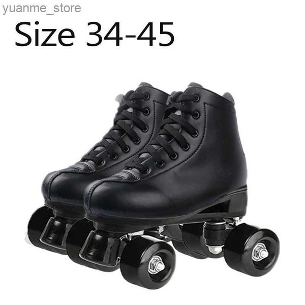 Patins de patins em linha Tamanho 34 Roller Skate Sapatos 4 Wheels Quad tênis Skate PU Leather Sport para iniciantes homens Mulheres Roller Sapatos de patinação Sapatos Sapatos Y240410