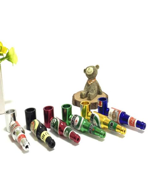 Acessórios para fumantes criativos Mini fumaça tubo de metal tubo de metal pequena garrafas de cerveja popular estilo mixed2600199