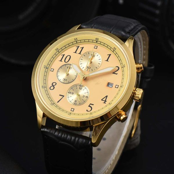 Gold Mens Watch Designer Relógio Strap Moda de Moda Metal Black Face Black Style