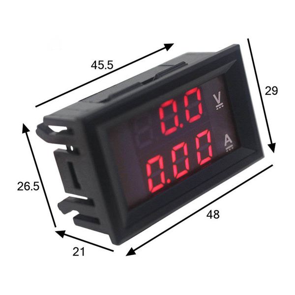 0.28 '' Voltmetre Ammetre DC 0-100V 10A 50A 100A LED Ekran Çift Dijital Voltaj Akım Metrer Test Cihazı Dedektör Monitör Paneli