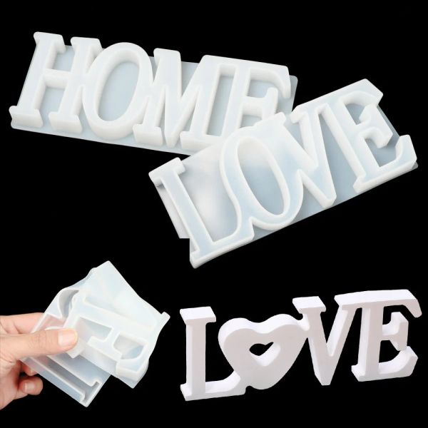 1 PC Love / Home / Family Letters feita à mão Sinal de resina Jóias Fazendo moldes Ferramenta de cola de molde de molde de silicone