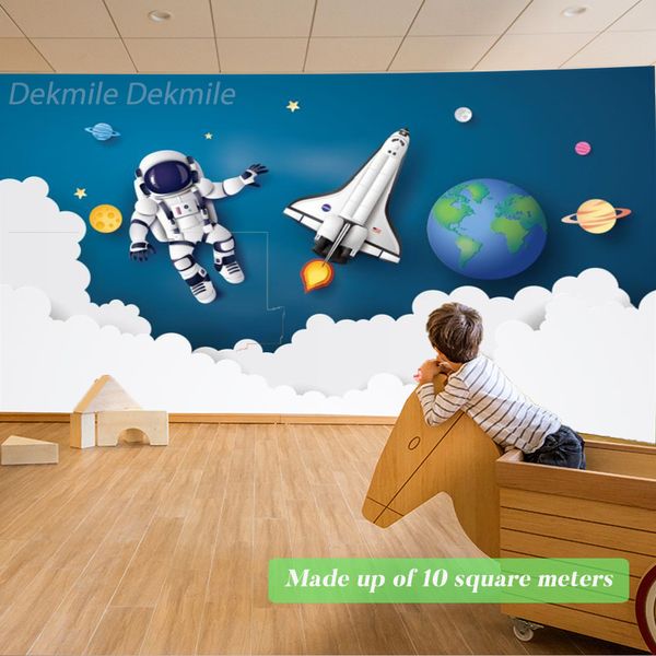 Murais de papel de parede do universo para crianças quarto quarto astronauta foguete planeta tv background parede bebê berçário decoração de jardim de infância